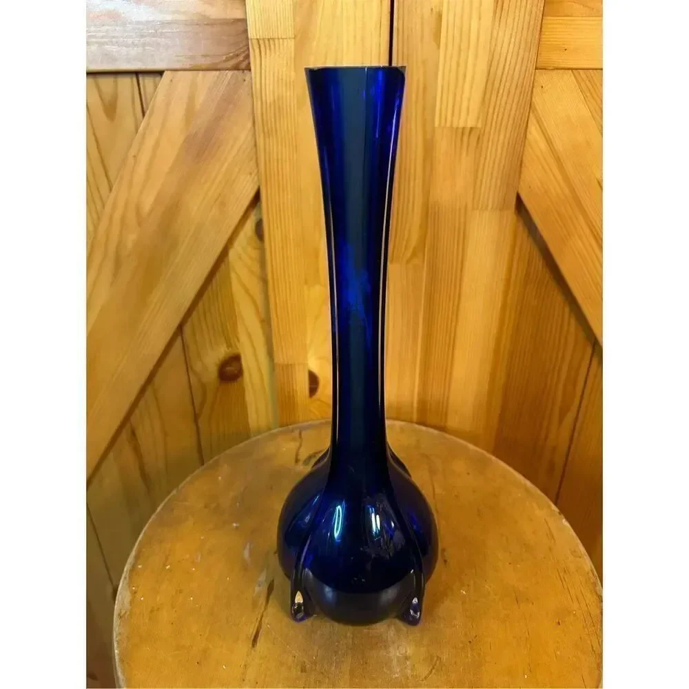 Vintage Blue Tall Bud Vase (8866) Damaged